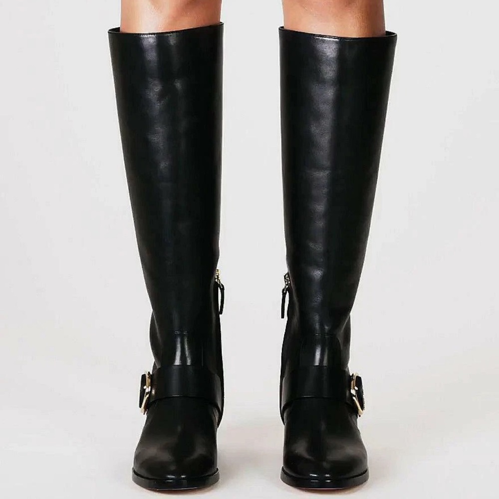 Tory Burch Sofia Logo Buckled Riding Boots size 7
